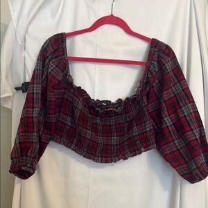 Fashion Nova Red Ruffled Crop Blouse